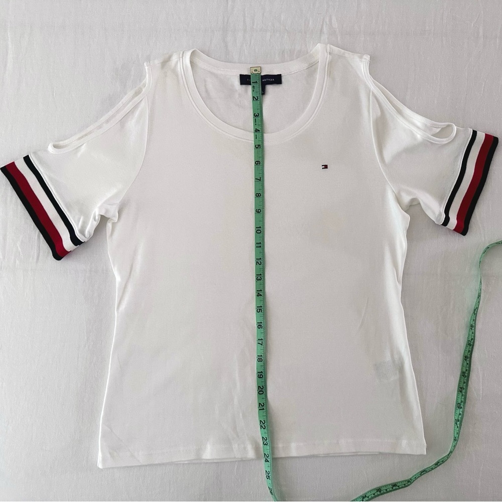 Tommy Hilfiger 100% Cotton Cold Shoulder Soft Lightweight Knit T-Shirt Size L - Picture 5 of 11
